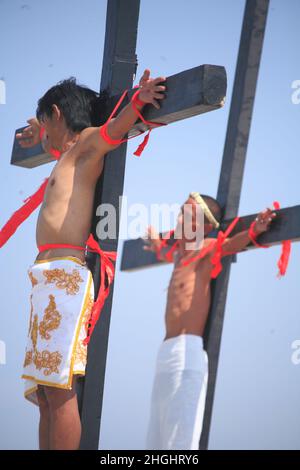 Kreuzigung auf den Philippinen, San Pedro Cutud, San Fernando Stockfoto