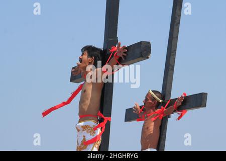 Kreuzigung auf den Philippinen, San Pedro Cutud, San Fernando Stockfoto