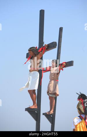 Kreuzigung auf den Philippinen, San Pedro Cutud, San Fernando Stockfoto