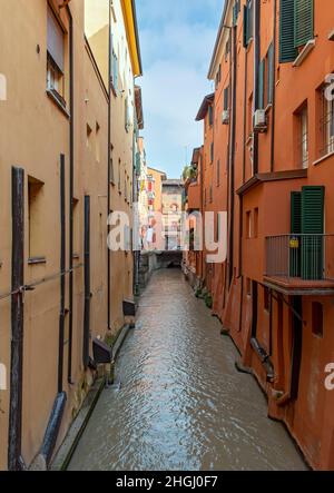 Canale delle Moline, Via Piella, Bologna, Italien Stockfoto