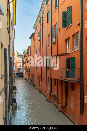 Canale delle Moline, Via Piella, Bologna, Italien Stockfoto