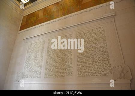 Lincoln's zweite Antrittsrede im Lincoln Memorial in Washington DC, USA. Stockfoto