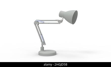 3D Rendering einer elektrischen Schreibtischlampe Büro Arbeitslicht. Isoalted auf weißem Hintergrund. Stockfoto
