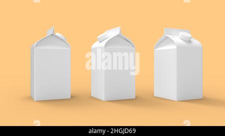 3D Darstellung einer Design-Nachahmungsschablone einer Karton-Produktverpackung. Leeres Feld isoliert Stockfoto