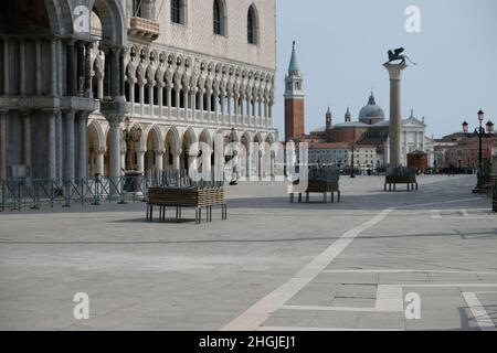 Eine allgemeine Sicht auf Venedig, nachdem die Regierung eine virtuelle Sperre des Nordens von Italien verhängt hatte. Venedig, Italien März 30 2020. (MVS) Stockfoto