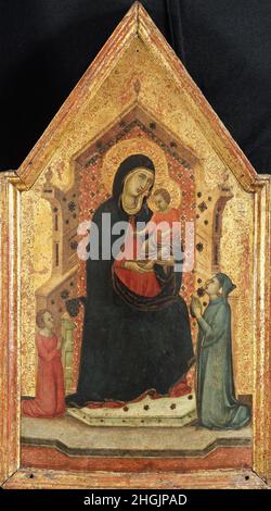 Madonna mit Kind auf dem Thron mit zwei Spenderinnen - 1315 30 - tempera e fondo oro su tavola 52,7 x 29,8 cm - Goodhart Duccciesque Master Stockfoto