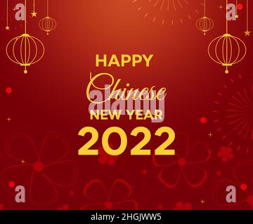 Happy Chinese New Year 2022 Abstract Red Hintergrundbilder. Traditionelles chinesisches Neujahrstypbanner Stockfoto