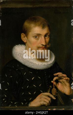 Porträt eines Mannes, möglicherweise eines Architekten oder Geographen - 1597 - Öl auf Rahm 21,6 x 14,6 cm - Rubens Pieter Paul Stockfoto