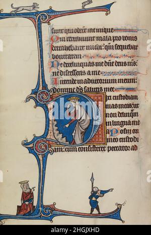 Bute Master (franko-flämischen, aktiv 1260 - 1290) - Initial D - David, der auf seinen Mund Stockfoto