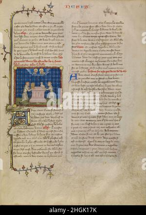 Meister von Jean de Mandeville (Französisch, aktiv 1350 - 1370) - Kain und Abel bieten Geschenke Stockfoto