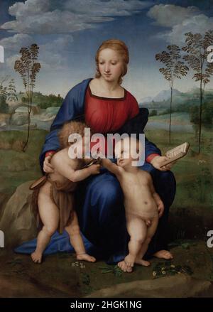 Sanzio Raffaello - Florenz - Gallerie degli Uffizi - Palazzo degli Uffizi - Madonna col Bambino e San Giovannino detta  Madonna del Cardellino  (1506) - (olio su tavola 107 x 77,2 cm) Stockfoto