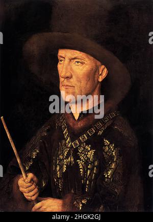 Ritratto di Baudouin de Lannoy - Öl auf Holz 26 x 19,5 cm - Van Eyck Jan Stockfoto