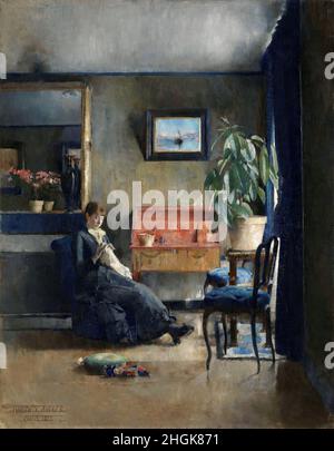 Blau Innenraum - 1883 - Öl auf Leinwand 66 x 84 cm - Backer Harriet Stockfoto