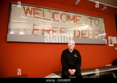 John Kelly im Museum of Free Derry, Civil Rights, Glenfada Park Pflichtangabe: Kevin Moore/MCI Stockfoto