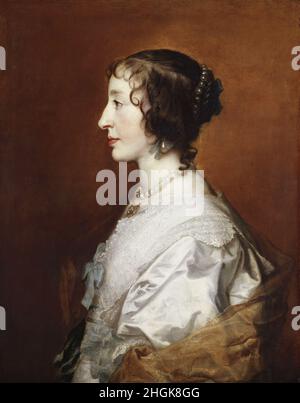 Ritratto della regina Enrichetta Maria, profilo sinistro - 1638 - Öl auf Leinwand 71,8 × 56,5 cm - Van Dyck Antoon Stockfoto