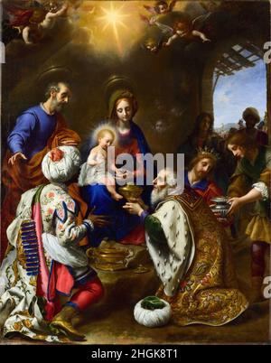 Die Anbetung der Könige - 1649 - Öl auf Leinwand 117 x 92 cm - Dolci Carlo Stockfoto