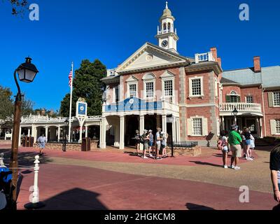 Orlando, FL USA - 25. November 2020: Die Hall of Presidents Show im Walt Disney World Magic Kingdom in Orlando, Florida. Stockfoto