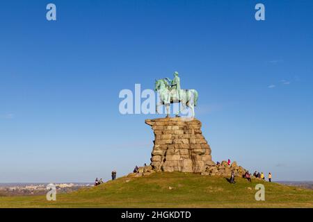 Die Statue des Copper Horse George III (1831), Snow Hill, Windsor Great Park, Großbritannien. Stockfoto