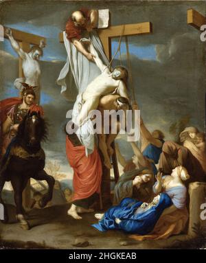 Der Abstieg vom Kreuz - 1640c. - Öl auf Leinwand 75 x 62 cm - Le Brun Charles Stockfoto