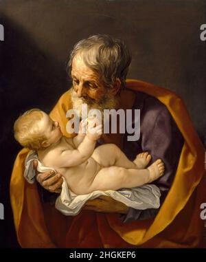 Der heilige Josef und das Christkind - 1640 - Öl auf Leinwand 88,9 x 72,4 cm - Reni Guido Stockfoto