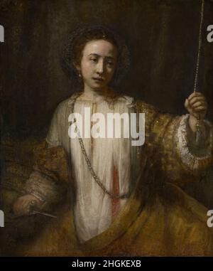 Lucretia - 1666 - Öl auf Leinwand 110,17 x 92,28 cm - Rembrandt Stockfoto