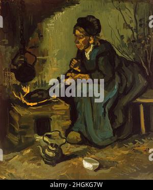Bauernfrau beim Kochen am Kamin - 1885 - Öl auf Leinwand 44,1 x 38,1 cm - vg14Van Gogh Vincent Stockfoto