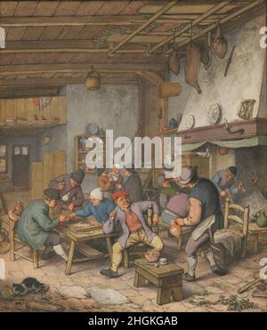 Adriaen van Ostade - Zimmer in einem Gasthaus mit Bauern trinken, rauchen und spielen Backgam, 1678 Stockfoto