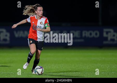 Rotterdam, Niederlande. 21st Januar 2022. ROTTERDAM, NIEDERLANDE - 21. JANUAR: Annouk Boshuizen von Feyenoord während des Womans Pure Energie Eredivisie-Matches zwischen Feyenoord und VV Alkmaar im Sportpark Varkenoord am 21. Januar 2022 in Rotterdam, Niederlande (Foto: Herman Dingler/Orange Picics) Credit: Orange Pics BV/Alamy Live News Stockfoto