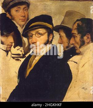 Francesco Hayez - Selbstporträt in einer Gruppe von Freunden Stockfoto