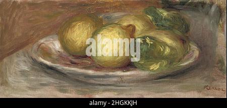 Renoir Auguste - Privatsammlung - Natur morte aux citrons - kein Datum - Öl auf Leinwand 16,4 x 35 cm Stockfoto