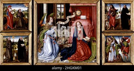 Triptychon der Verkündigung - 1483c. - olio su tavola 59 x 116,2 cm - Meister der Heiligen Ursula Legende Stockfoto