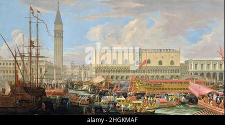 Der Bucintoro vom Bacino di San Marco - 1710 - Öl auf Leinwand 134,8 x 259,4 cm - Carlevarijs Luca Stockfoto