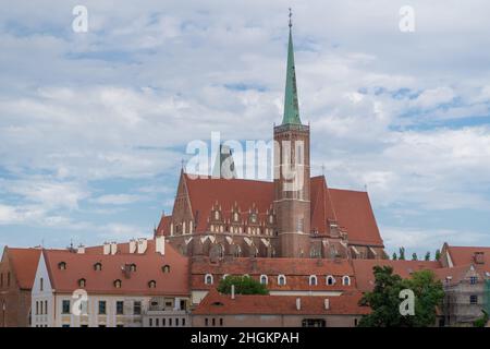 Stiftskirche des Heiligen Kreuzes auf der Dominsel (Ostrow Tumski) - Breslau, Polen Stockfoto