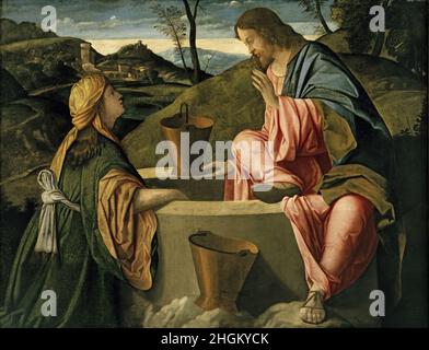 Christus und die samaritische Frau - 1520c. - Öl auf Leinwand 99 x 129,5 cm - Catena Vincenzo Stockfoto