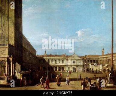 Piazza San Marco Blick nach Westen in Richtung San Geminiano - 1723 24c. - Öl auf Leinwand 134,6 x 173 cm - Canal Giovanni Antonio - Canaletto - Stockfoto