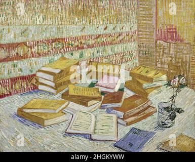 Van Gogh Vincent - Privatsammlung - Stillleben mit französischen Romanen und einer Rose - 1887 - Öl auf Leinwand 73 x 93 cm Stockfoto