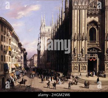 Canella Carlo - Privatsammlung - CORSIA dei Servi, il Duomo di Milano- unbekanntes Datum - Öl auf Leinwand 66 x 79 cm - Stockfoto