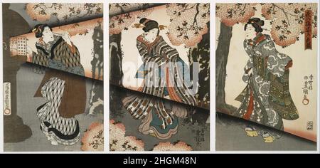 Utagawa Kunisada (Toyokuni III) - Nachtszene mit Mädchen und Laternen Stockfoto