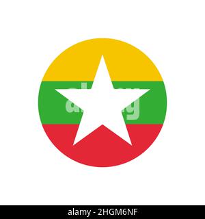 Die Flagge von Myanmar im Kreis. Stock Vektor
