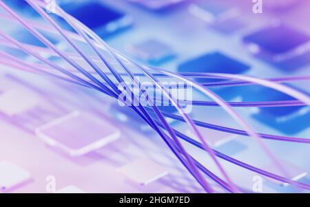 Gradientenfasern und -Materialien, Hightech-Konzept, 3D Rendering. Digitale Zeichnung des Computers. Stockfoto