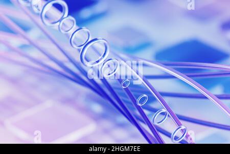 Gradientenfasern und -Materialien, Hightech-Konzept, 3D Rendering. Digitale Zeichnung des Computers. Stockfoto