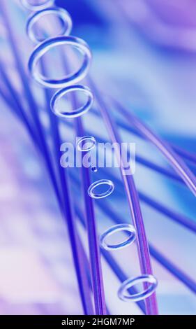 Gradientenfasern und -Materialien, Hightech-Konzept, 3D Rendering. Digitale Zeichnung des Computers. Stockfoto