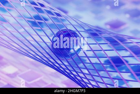 Gradientenfasern und -Materialien, Hightech-Konzept, 3D Rendering. Digitale Zeichnung des Computers. Stockfoto