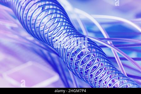 Gradientenfasern und -Materialien, Hightech-Konzept, 3D Rendering. Digitale Zeichnung des Computers. Stockfoto