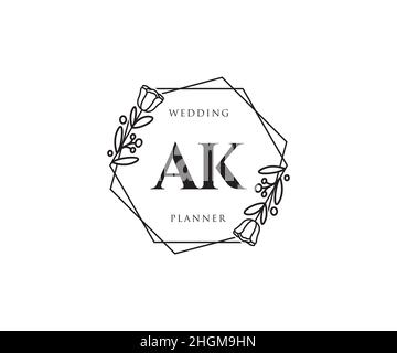 Feminines AK-Logo. Verwendbar für Natur, Salon, Spa, Kosmetik und Beauty Logos. Flaches Vektor-Logo-Design-Template-Element. Stock Vektor