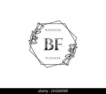 Feminines BF-Logo. Verwendbar für Natur, Salon, Spa, Kosmetik und Beauty Logos. Flaches Vektor-Logo-Design-Template-Element. Stock Vektor