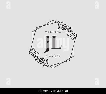 JL feminines Logo. Verwendbar für Natur, Salon, Spa, Kosmetik und Beauty Logos. Flaches Vektor-Logo-Design-Template-Element. Stock Vektor