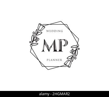 Feminines MP-Logo. Verwendbar für Natur, Salon, Spa, Kosmetik und Beauty Logos. Flaches Vektor-Logo-Design-Template-Element. Stock Vektor