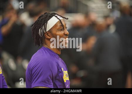 Orlando, Florida, USA, 21. Januar 2022, Los Angeles Lakers Center Dwight Howard #39 erwärmt sich vor dem Spiel im Amway Center. (Foto: Marty Jean-Louis) Quelle: Marty Jean-Louis/Alamy Live News Stockfoto