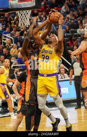 Orlando, Florida, USA, 21. Januar 2022, Los Angeles Lakers Center Dwight Howard #39 Versuch, im ersten Quartal im Amway Center einen Schuss zu machen. (Foto: Marty Jean-Louis) Quelle: Marty Jean-Louis/Alamy Live News Stockfoto